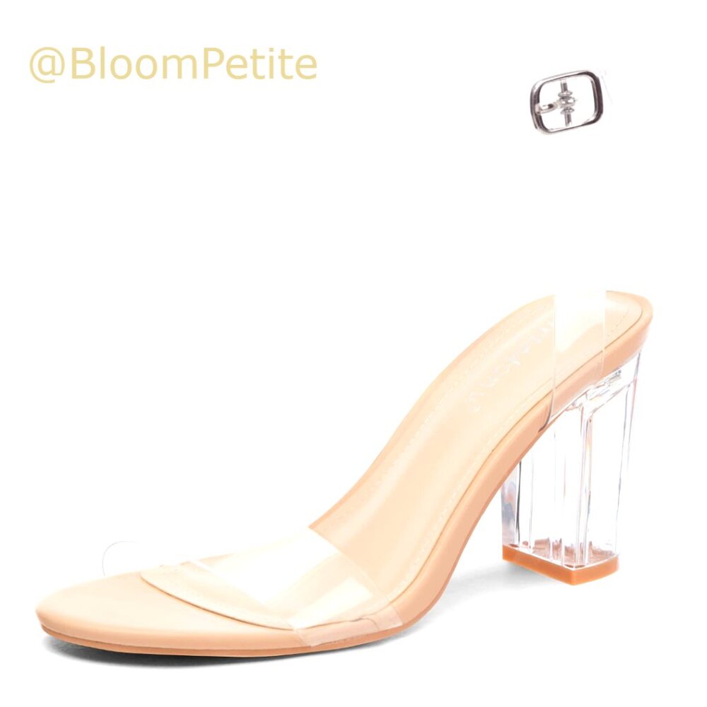 Clear Heels Sandals Open Toe Ankle Strap Chunky Heel Dressy Party Wedding